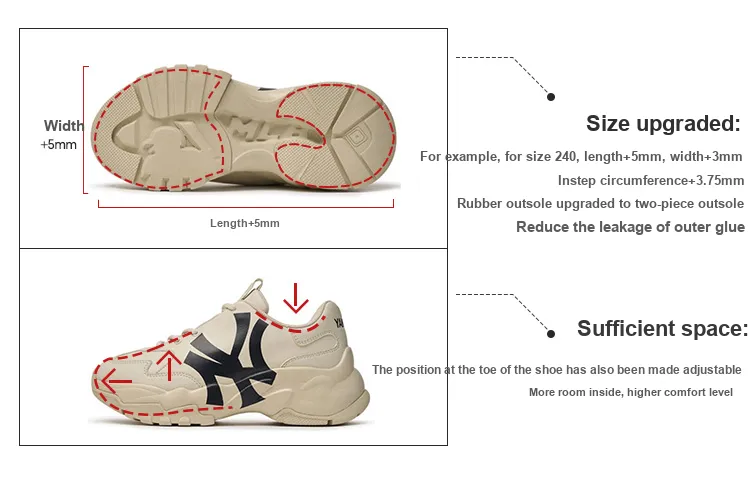 MLB Big Ball Chunky Low Top Chunky Sneakers Unisex Beige Yellow-6