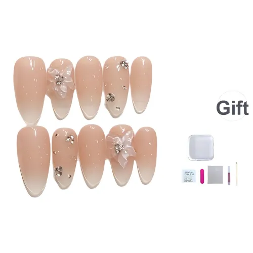 Несколько больше милашка Ледяной прозрачный Элегантность Французский Nail Art Фальшивая ногтевая пластина Осветляющий Модный Съемный Овальный Телесный Градиентный Coquette