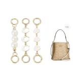 Coach Mollie Gold-Tone Pearl Chain Round Buckle 15cm+Gold-Tone White Moon Round Buckle 16cm+Gold-Tone Camellia Round Buckle 15cm