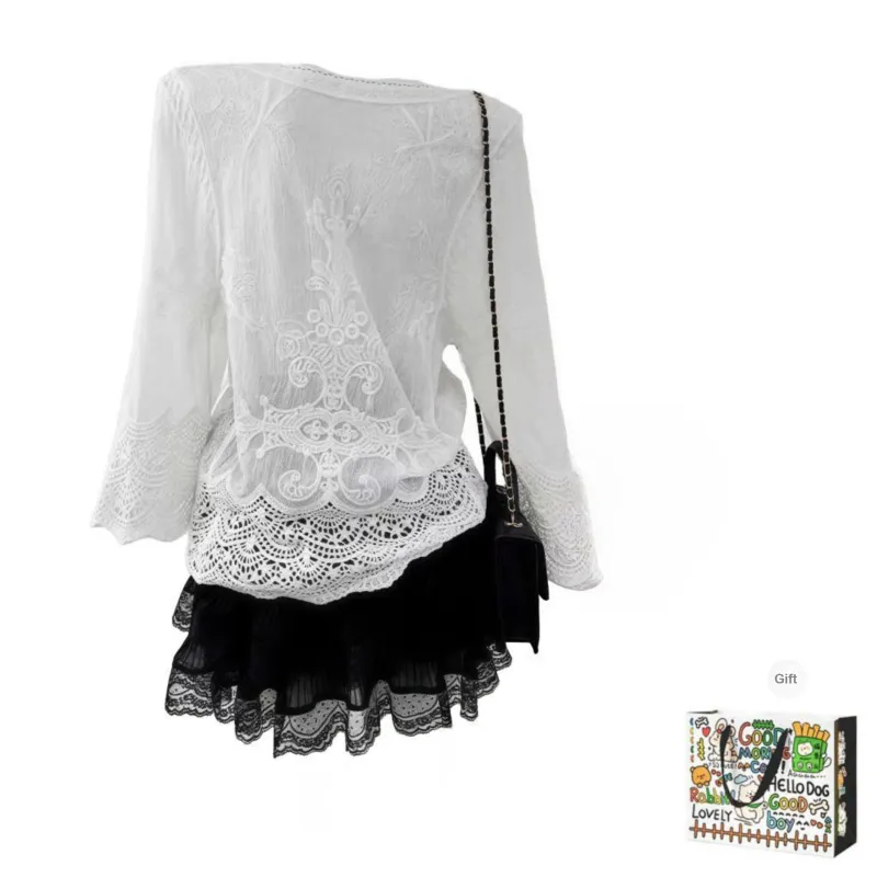 OURUOKE Shirts Women's White-1