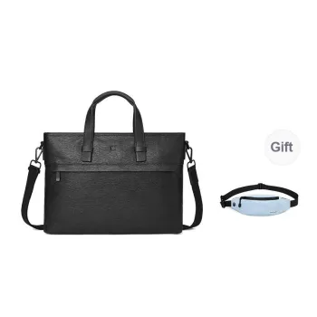 PIERRE CARDIN Top Grain Cow Leather Briefcase Regular Men's Black