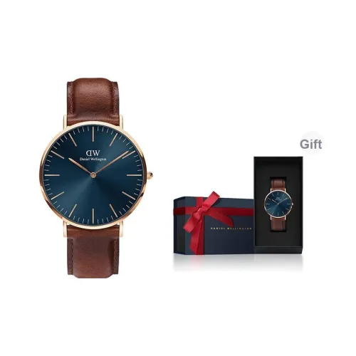 Daniel Wellington Classic Series Мужские часы Кварцевый механизм Естественная кожа Ремешок Синий циферблат