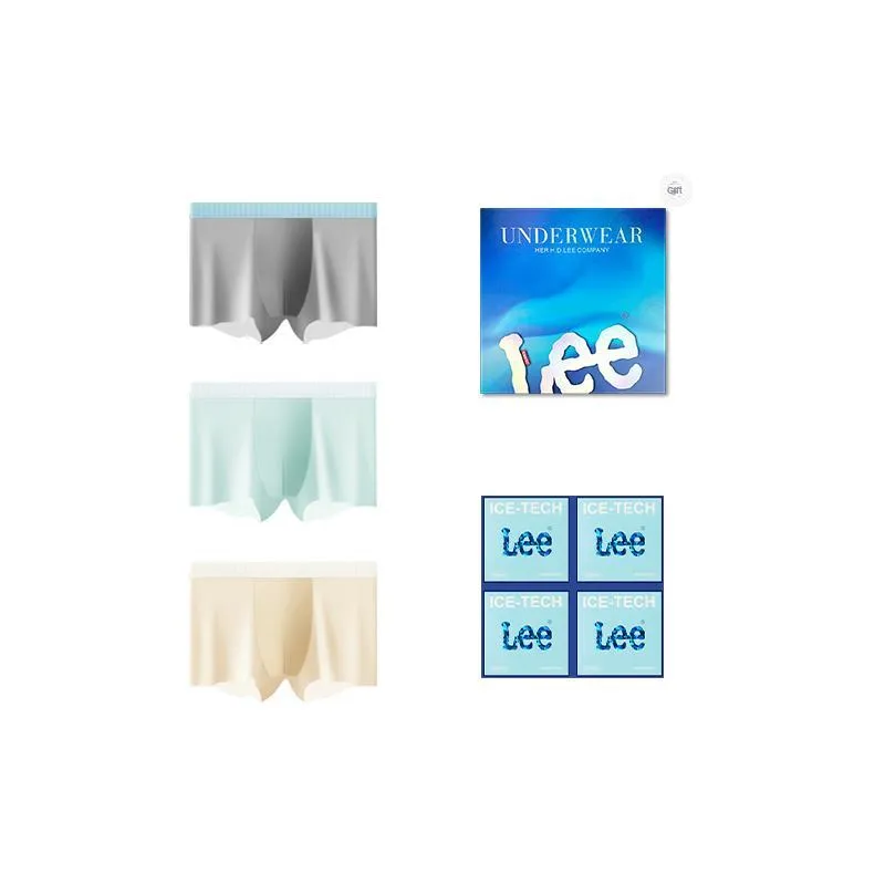 Lee Cool Ice Silk Underpants Men's Cool Seamless Comfortable And Breathable Boxer Shorts Gift Box 4 Pack-6