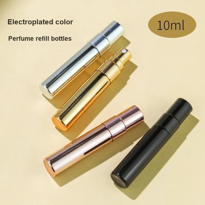 JIANYINGSHU 10ml Perfume Refill Bottle Travel Portable Sample Spray Magic Glass Empty Bottle Electroplated Push Button-38