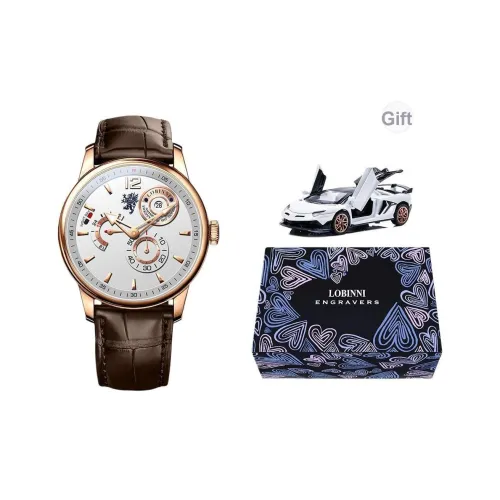 LOBINNI L Автоматический Механический Механизм Часы Мужские Черный Циферблат