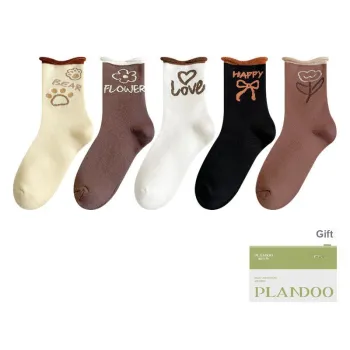 PLANDOO Mid Calf Socks Women's Shopping Bag 5 Pack