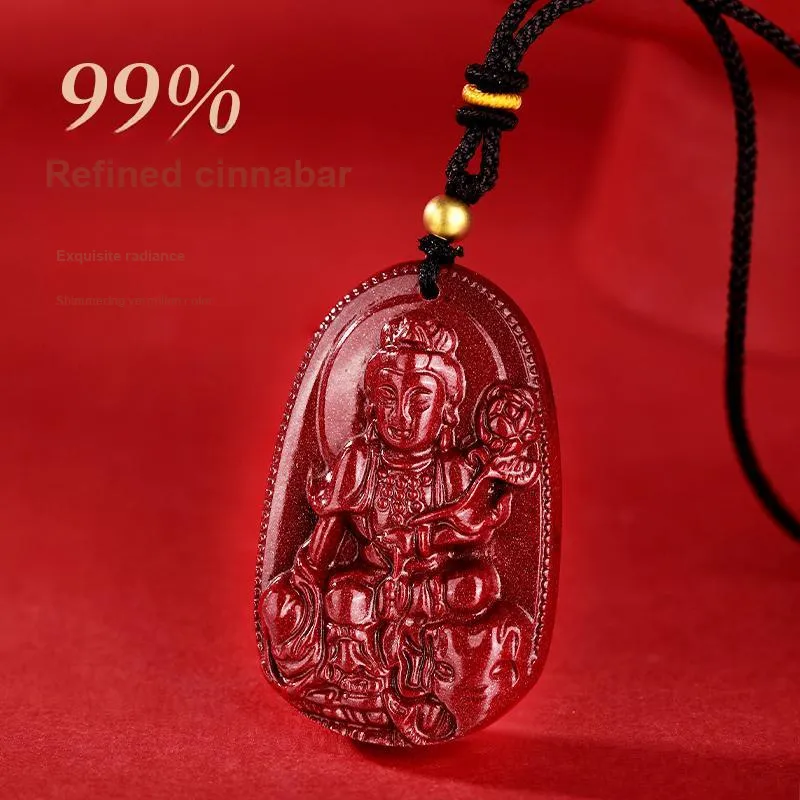 JINLIUFUJIXIANG Reconstructed Cinnabar Necklaces Unisex-32