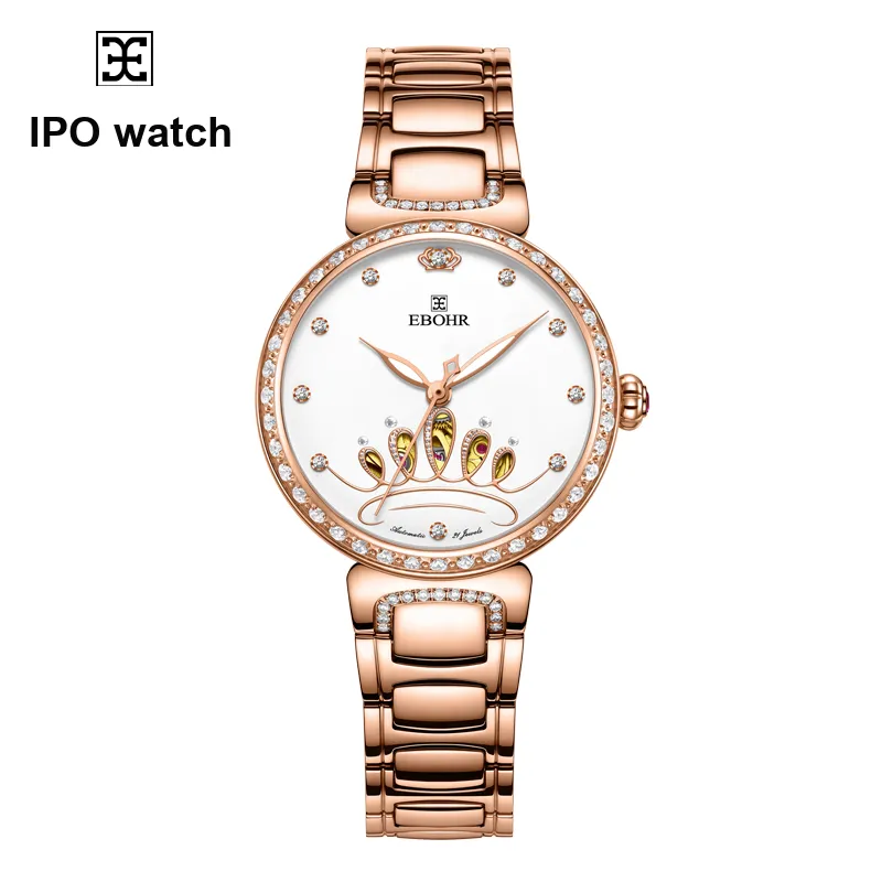 EBOHR Revenge Collection Mechanical Movement Stainless Steel Strap Watch Women's Watch White Dial-1