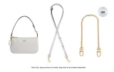 Coach Glacier White 1.1cm Width Plain Weave Gold Buckle 90-120cm+Free Decorative Chain 40cm