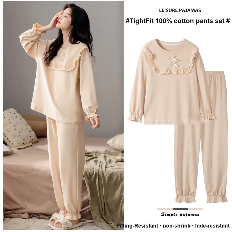 Colorful Pajama Set Women's Apricot-1