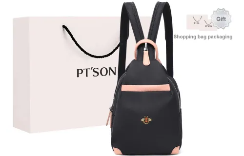 PT'SON Backpacks Black With Pink