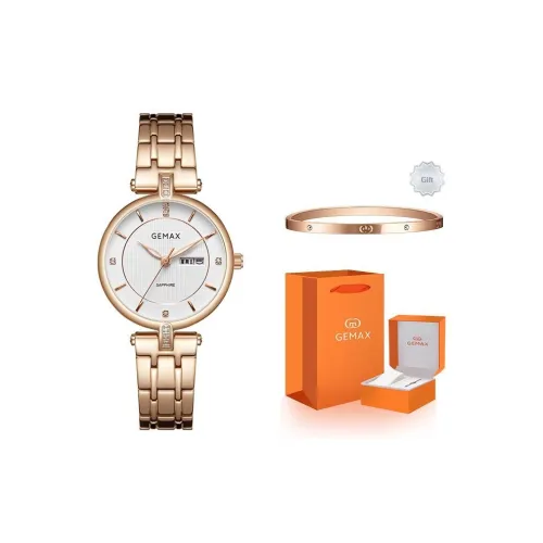GEMAX Наручные часы Кварцевый механизм Ремешок из нержавеющей стали Часы для женщин Циферблат белого цвета
