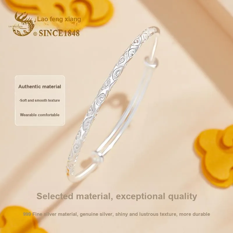 Lao Feng Xiang S999 Fine Silver Bangles Women's-8