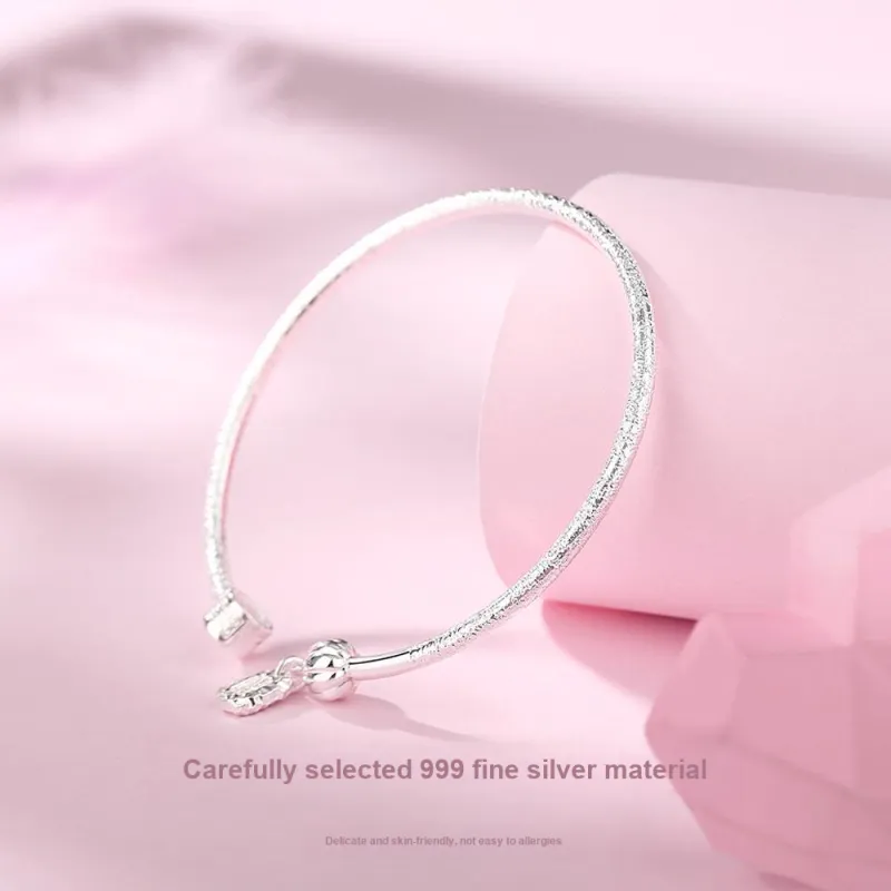7℃ S999 Fine Silver Sterling Silver Bracelets Women's-4