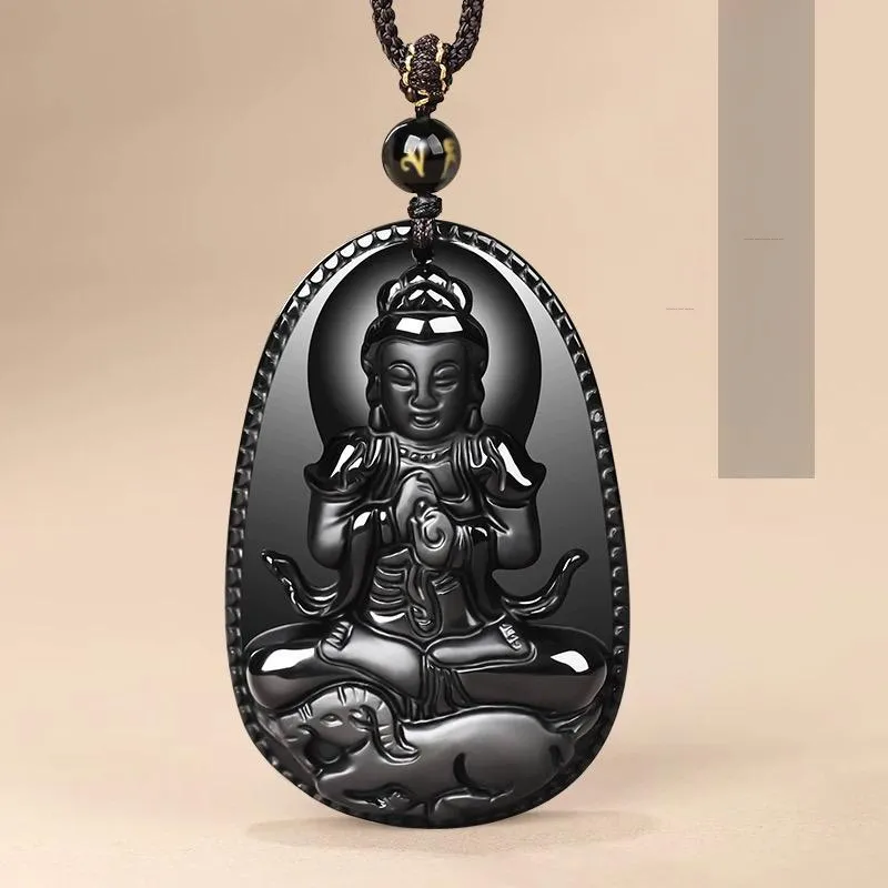 Stone On The Line Natural Obsidian Pendants Unisex-18