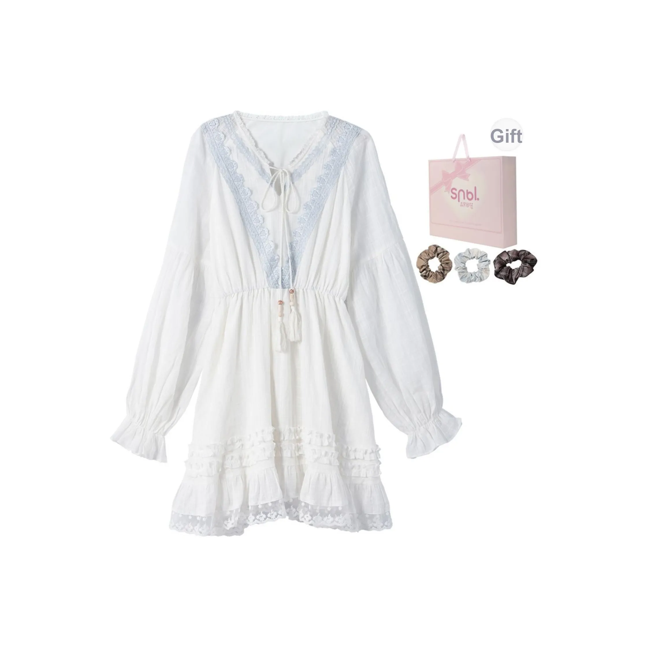 SNBL Длинное платье с длинными рукавами женское белое