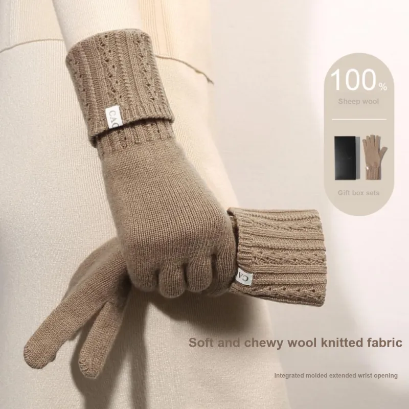 CACUSS Junior Sheep Wool Knit Gloves Women's-13