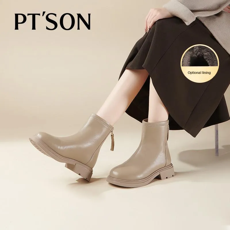 PT'SON Ankle Boots Women's Black/Apricot-21