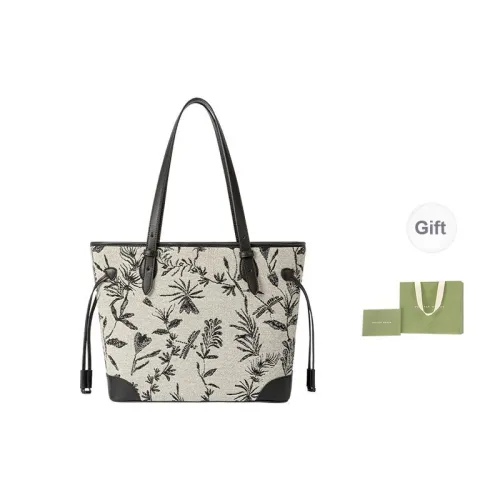 VANESSA HOGAN Monogram Fabric Tote Bag Shopping Bag Shoulder Bag Handbag Large Size Women's Black