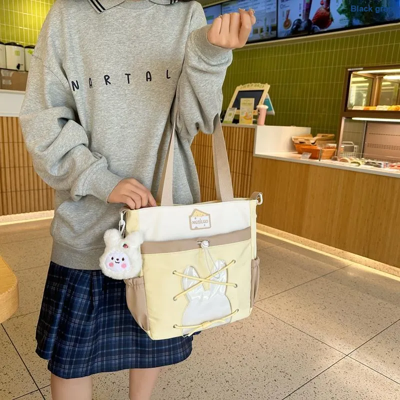 GOBLIN SHARKS 1759 Nylon Shoulder Bag Unisex Blue Black/Pink/Yellow/Purple-10