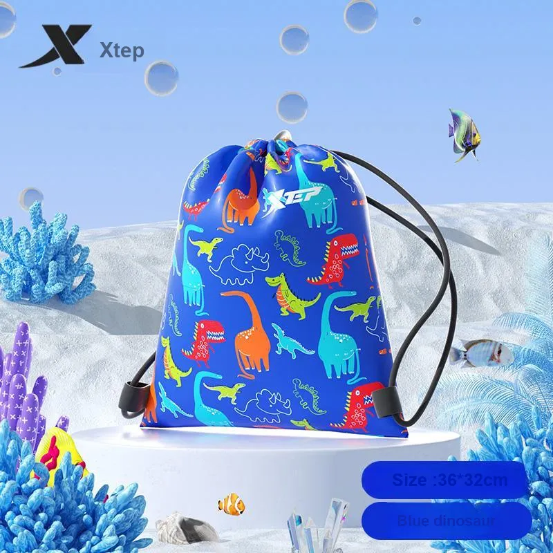XTEP Cartoon Wet/Dry Separation Swimsuit Storage Drawstring Bag With Pocket Kids'-1