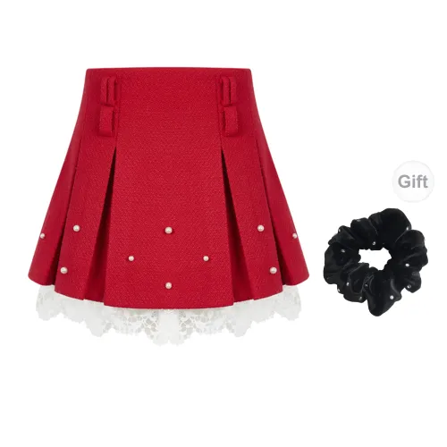 Three Quarters Casual Short Skirts Women's Red