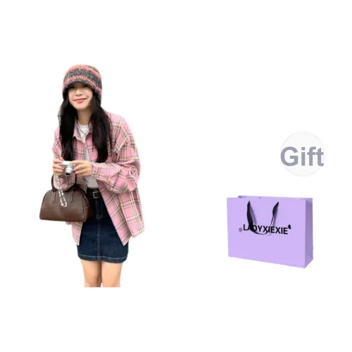 LADYXIEXIE Розовая клетка Женские рубашки