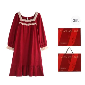 Xuan Liang Nightgown Women's Gift Box Set Maroon