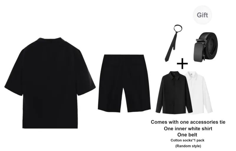 Kastinger Business Suit Unisex Black, Includes Shirt Tie Belt And Cotton Socks-1