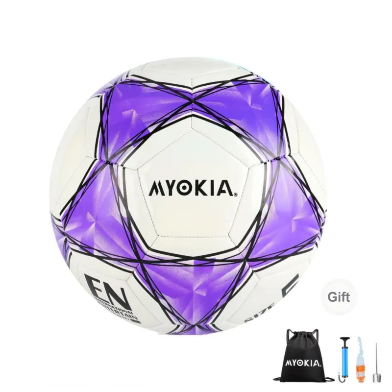 MYOKIA Size 5 Soccer Hand Stitched Soccer Ball Unisex-9