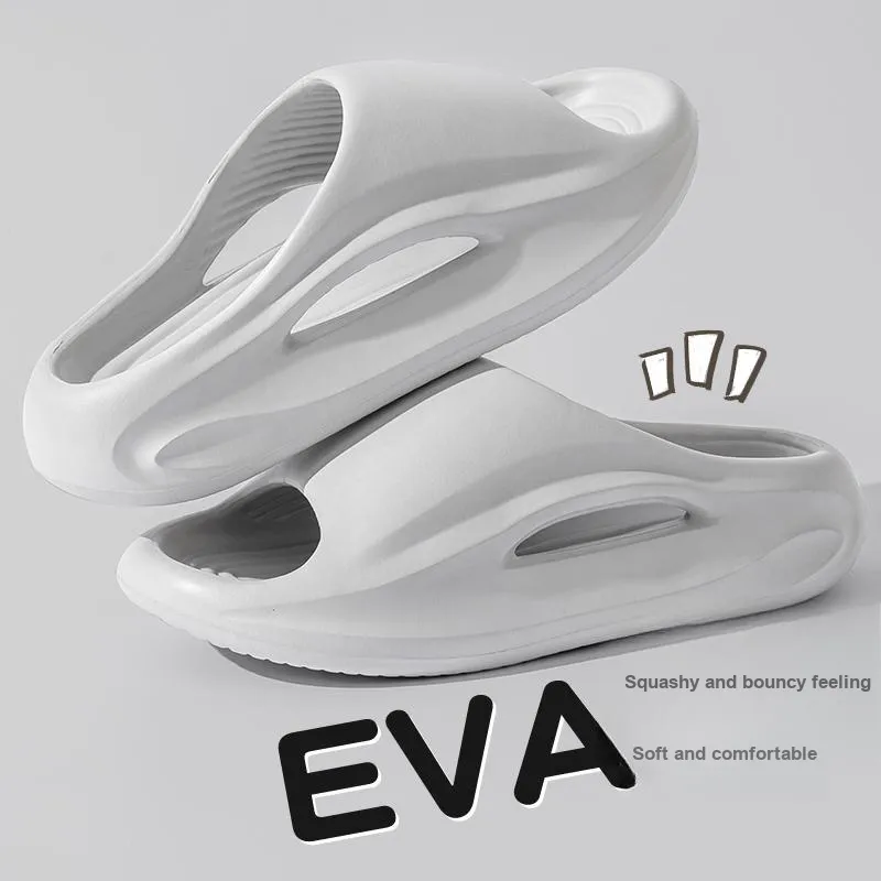 LUNNIFEIYA Slip Resistant Trendy Indoor Versatile EVA Platform Couple's Slippers Black Gray Khaki Ecru-5