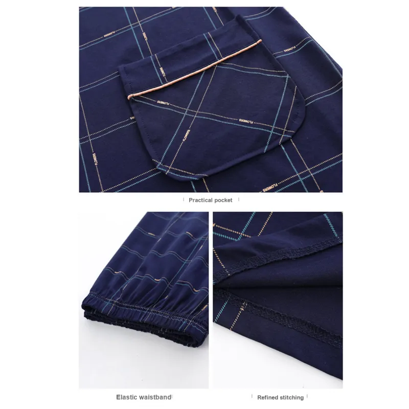 FARO Pajama Set Men's Dark Blue Plaid-4