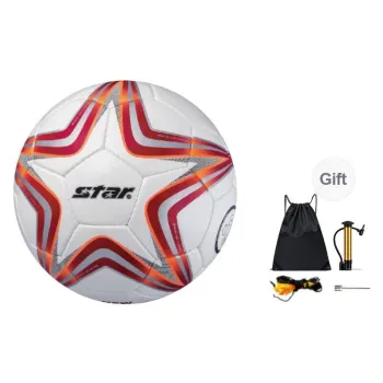Star Size 5 Soccer PU Hand Stitched Soccer Ball Unisex Orange Red