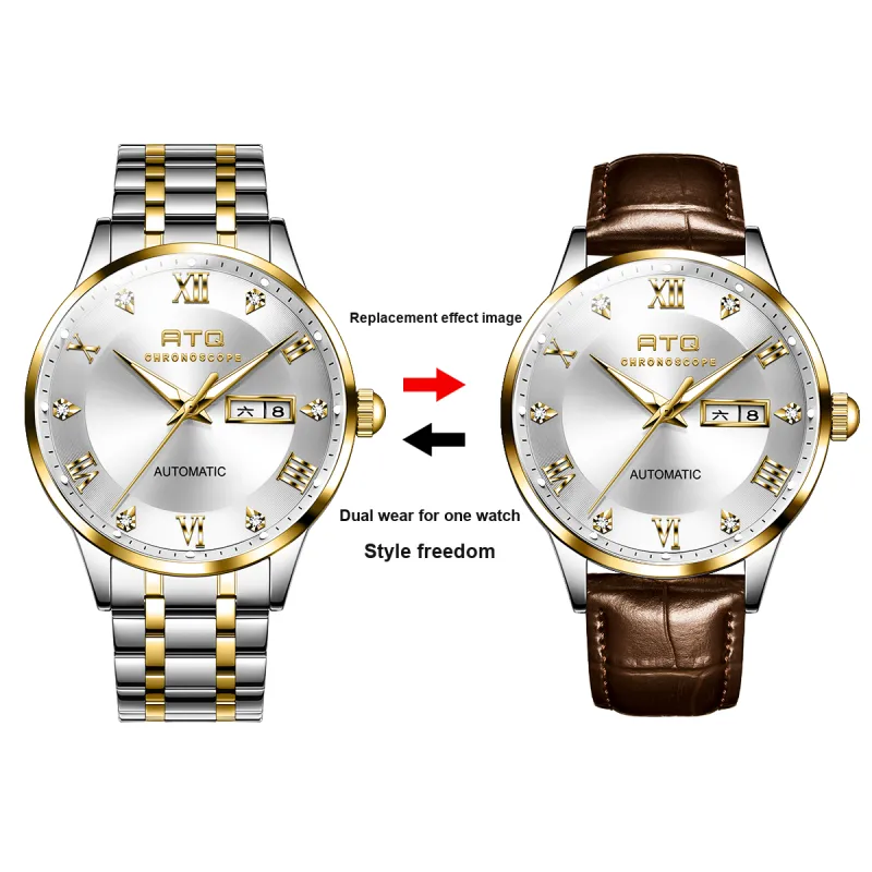ATQ Elegant Series Automatic Mechanical Movement Stainless Steel Watchband Watch Men's Watches Gray Dial-21
