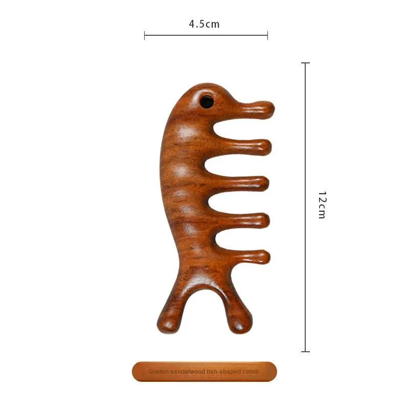 Gentle Welcome Sandalwood Antler Rake With Large Tooth Width Comb Massage-5