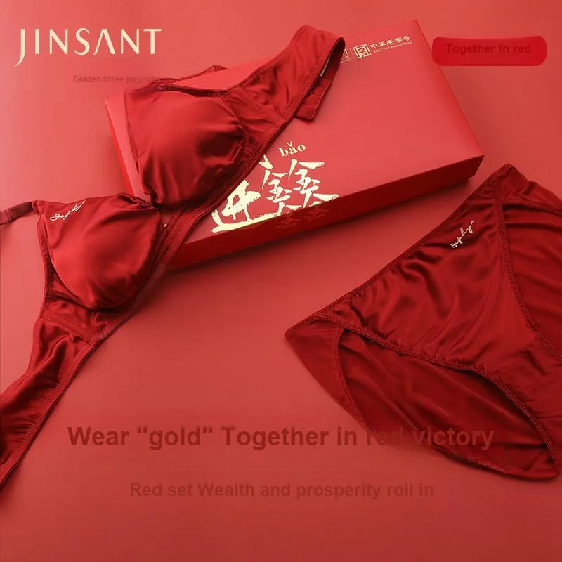 JINSANT Underwear Set Women's Red-2