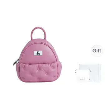 Karkki Sheepskin Backpack, One Shoulder Handbag Medium Size Women's Pink