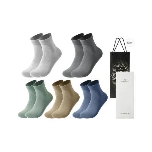 SEPTWOLVES Носки Crew Мужские упаковка из 5 пар набор в подарочной коробке + сумка для покупок