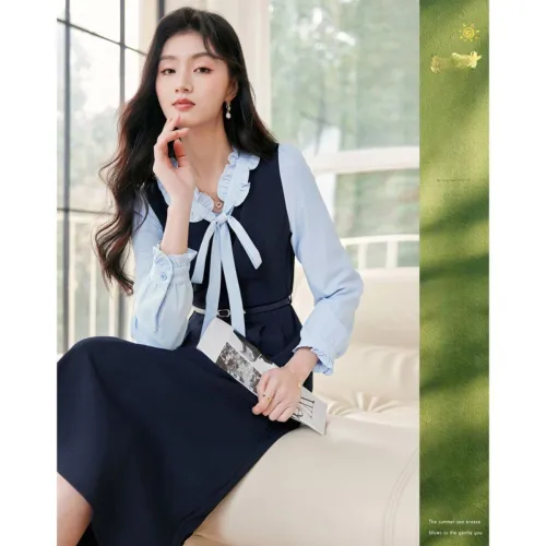 Like The Age Of Water Long Sleeved Dress Women's Blue