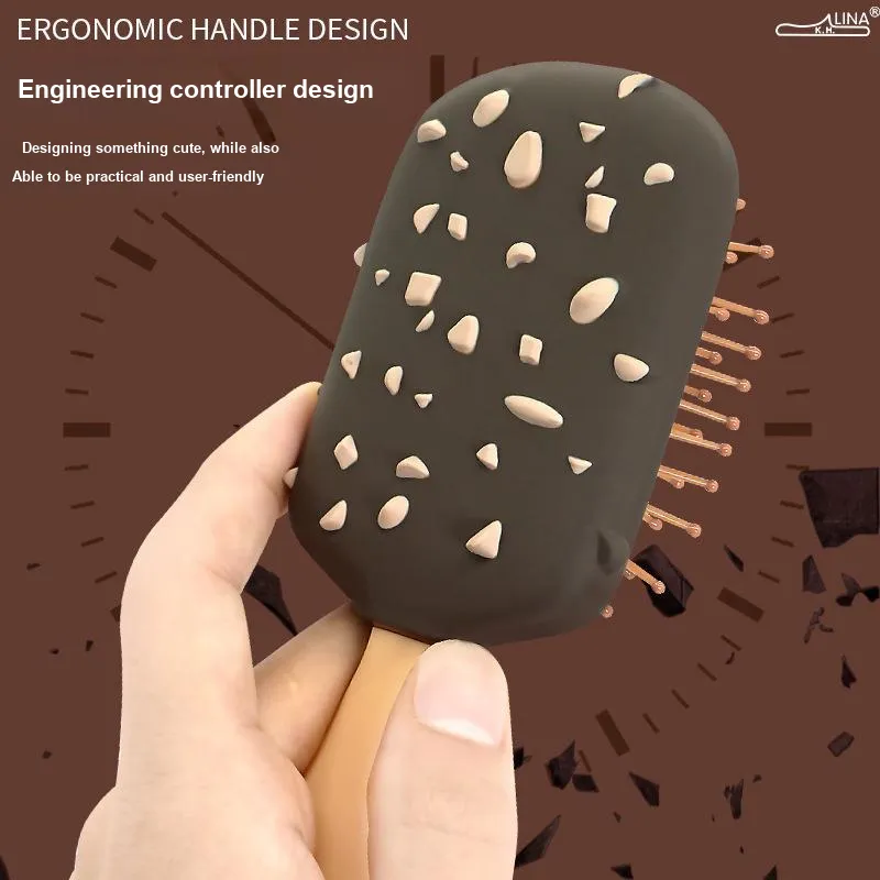 Gentle Welcome Hair Comb, Chocolates Crispy Ice Cream Airbag Comb Small Comb Mini Air Cushion Comb Hair Combing-4