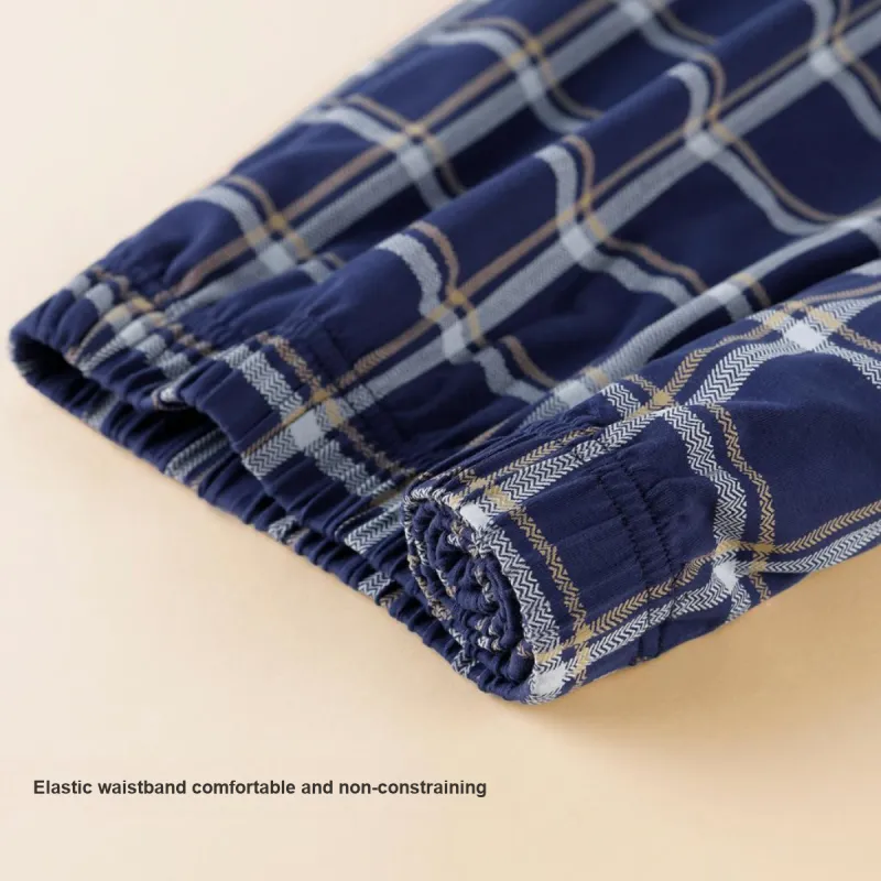 DV Pajama Set Men's Blue White Plaid-5