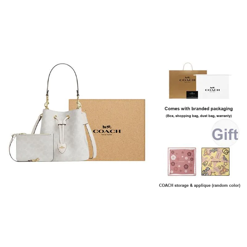 COACH Rowan Leather Handbag Trumpets Women's Gray-10