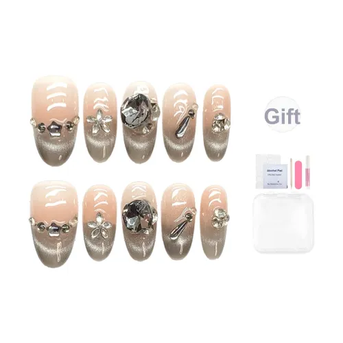 Yun Yue Joe Hong KONG Остров Mint Sea Salt Синий Свежий Прохладный Wa PURE False Nail Миндаль Синий Градиентный Flashing