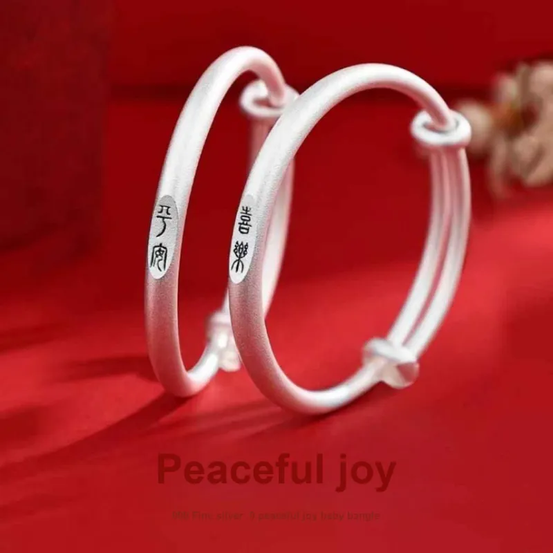 HAOYINFANG Pure Silver 999 Sterling Silver Bangles Kids'-3