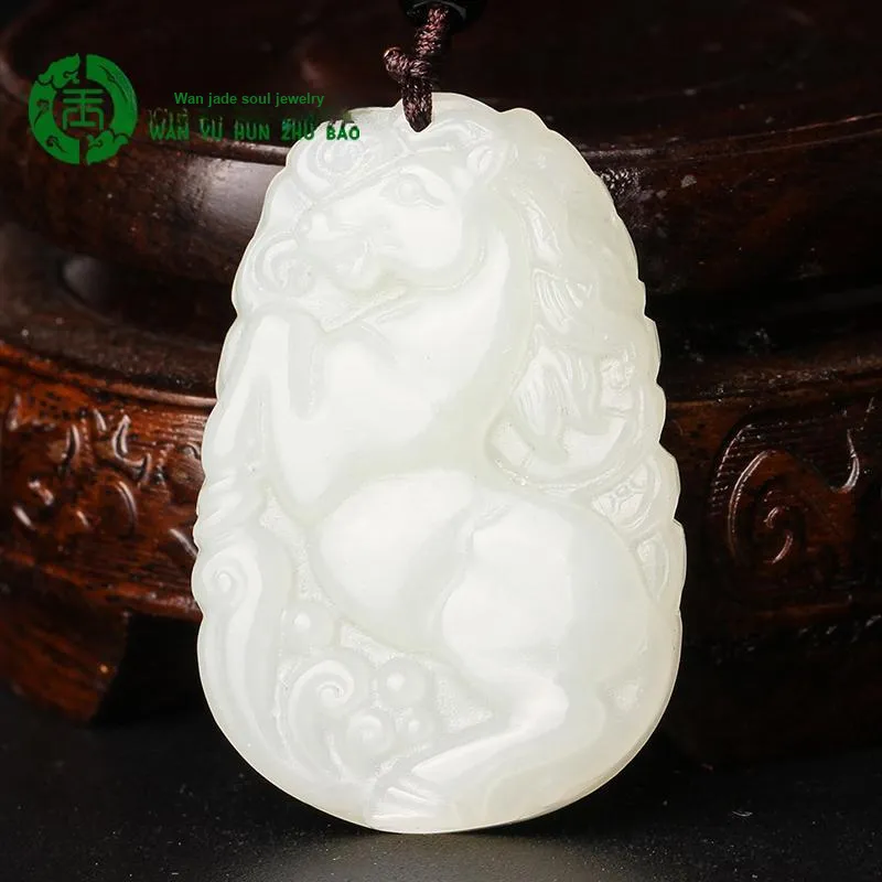 WANYUHUN Hetian Jade Pendants White Jade Unisex-1
