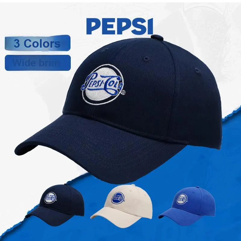 Pepsi Comfortable And Breathable Cotton Wide Brim Baseball Cap For A Slimmer Face Unisex Royal Blue/Blue/Ecru-4