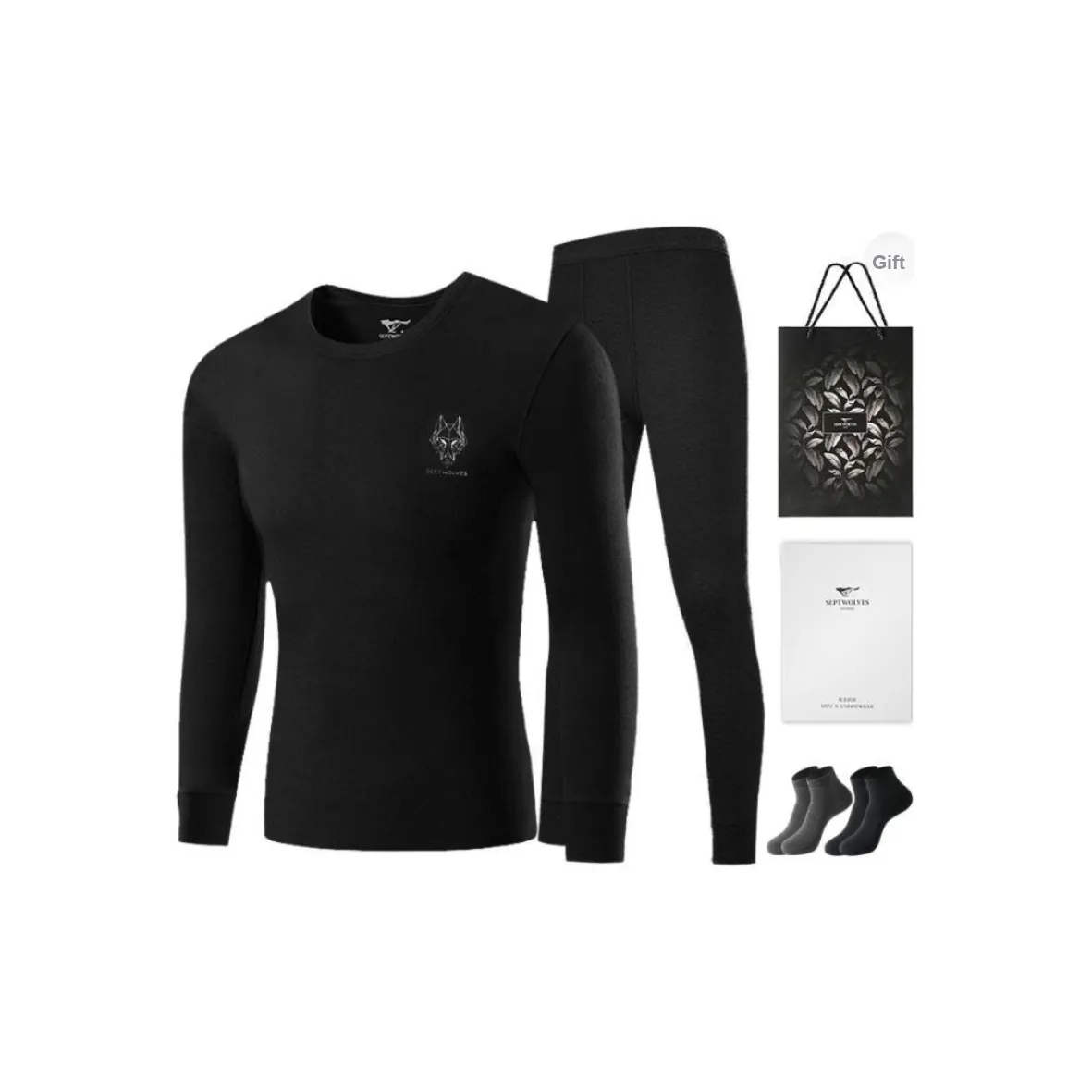SEPTWOLVES Pajama Set Men's Gift Box Set+Shopping Bag