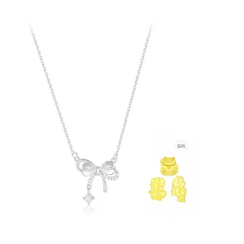 LUYUO Glass Cat Eye Jade Necklace, Sweet Love Gift, Gift Box Set Women's
