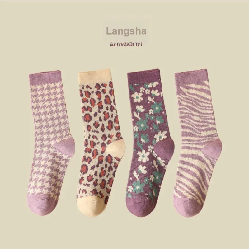 Lanza Mid Calf Socks Women's 4 Pack Mixed Color-2