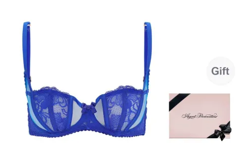 Agent Provocateur Vintage Herringbone Support Lace Bra Women's Cobalt Blue